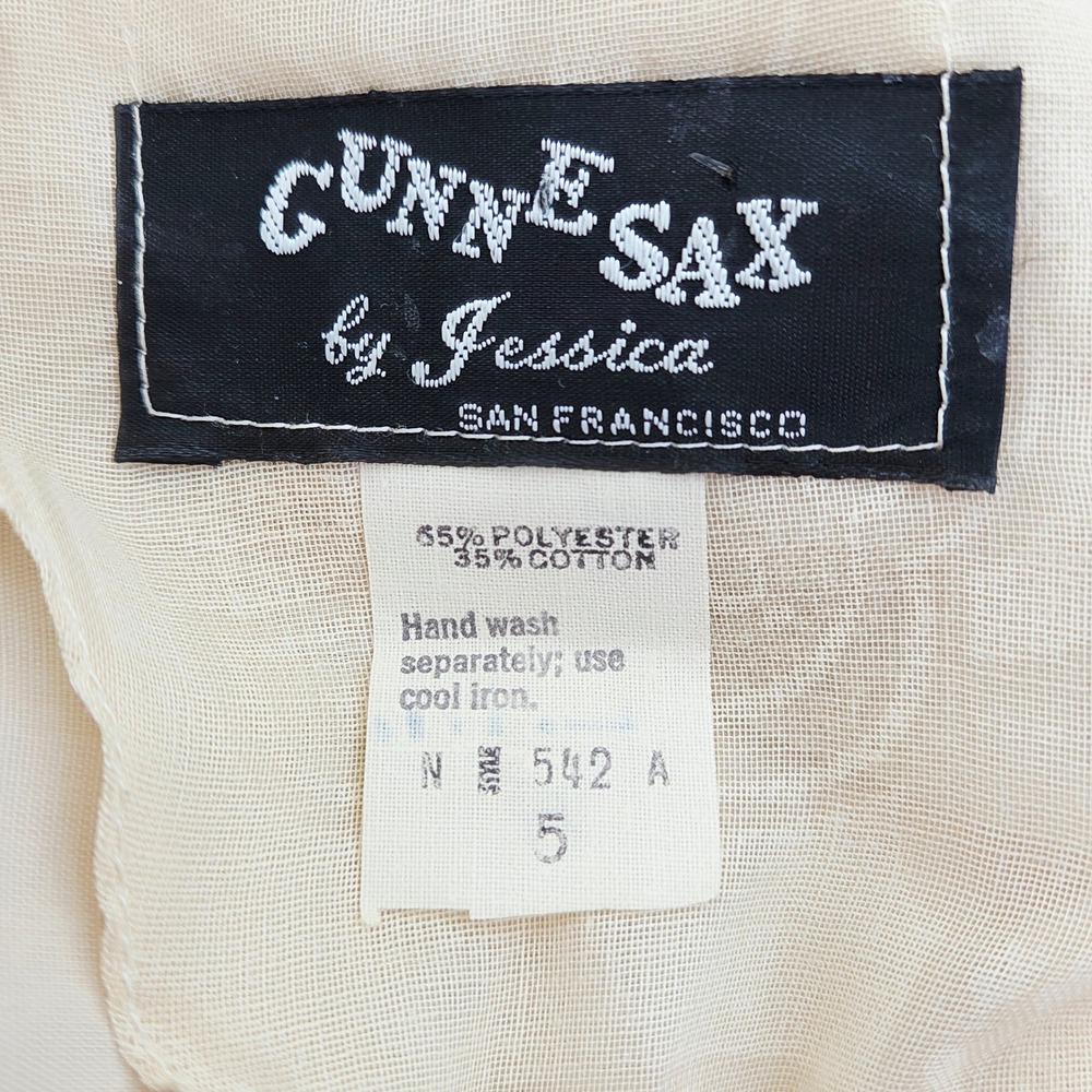 Vintage 1970s Gunne Sax Jessica Cream Crochet Maxi Prairie Sheer Dress Sz 5 - Picture 3 of 16